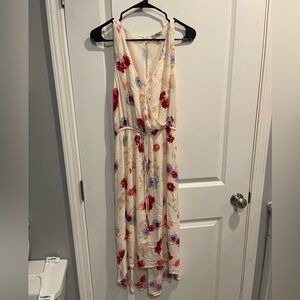 Lucky Brand Floral Maxi Dress - Cream with Red and Blue Flowers